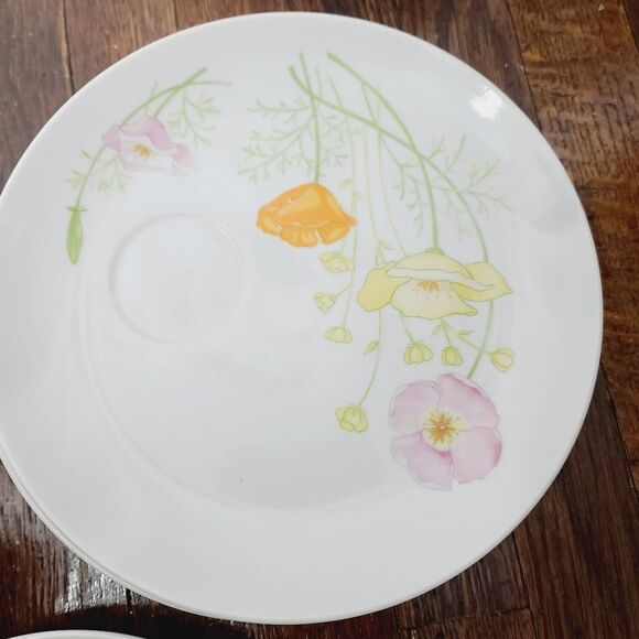 Vintage MCM Mid Century Modern Japan Pastel Flower Plate Set of 8 - Picture 10 of 14